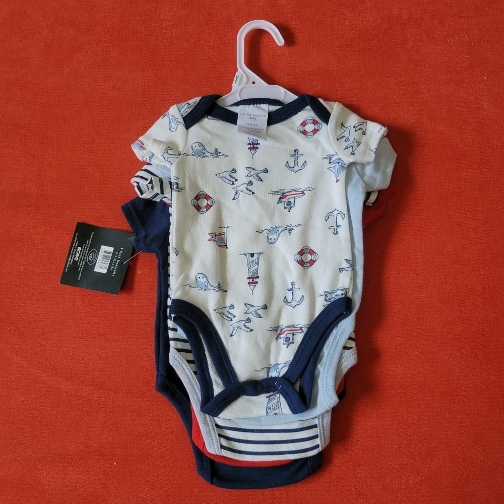 Laura Ashley Baby Bodysuits 0-3 Months 5 Pack - NWT